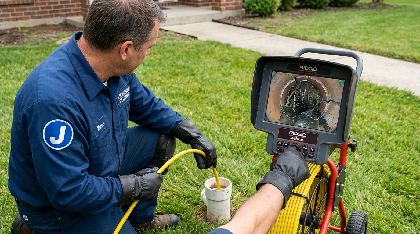 Sewer camera inspection being performed by Johns Plumbing LLC in Niagara