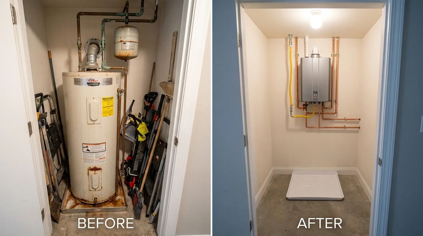Tank water heater versus wall-mounted tankless unit comparison for Niagara, WI homeowners